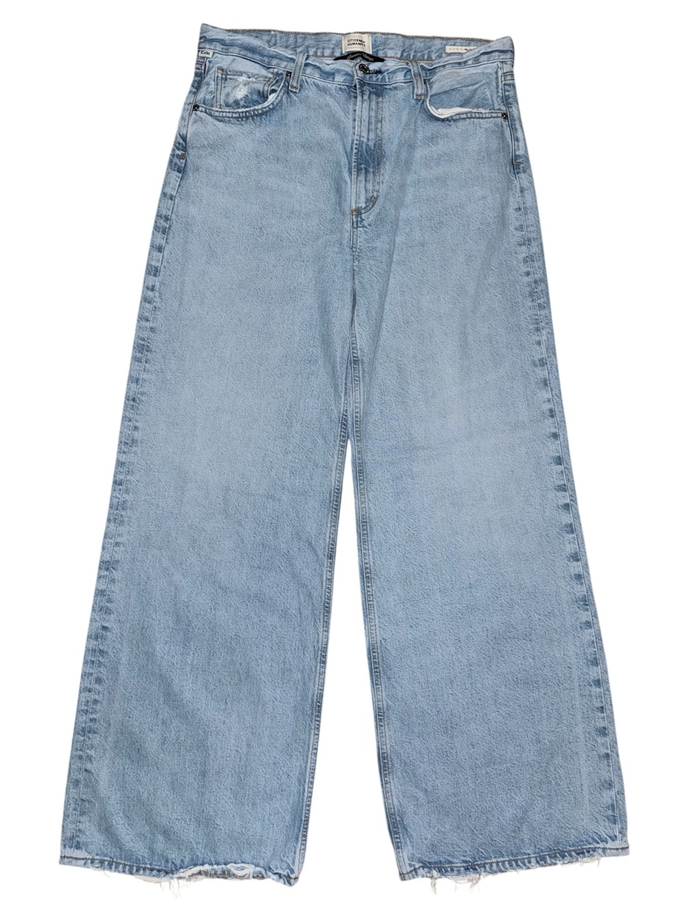 Citizens of Humanity Paloma Baggy Wide Leg Jeans Light Wash Raw Hem Size 30 EUC